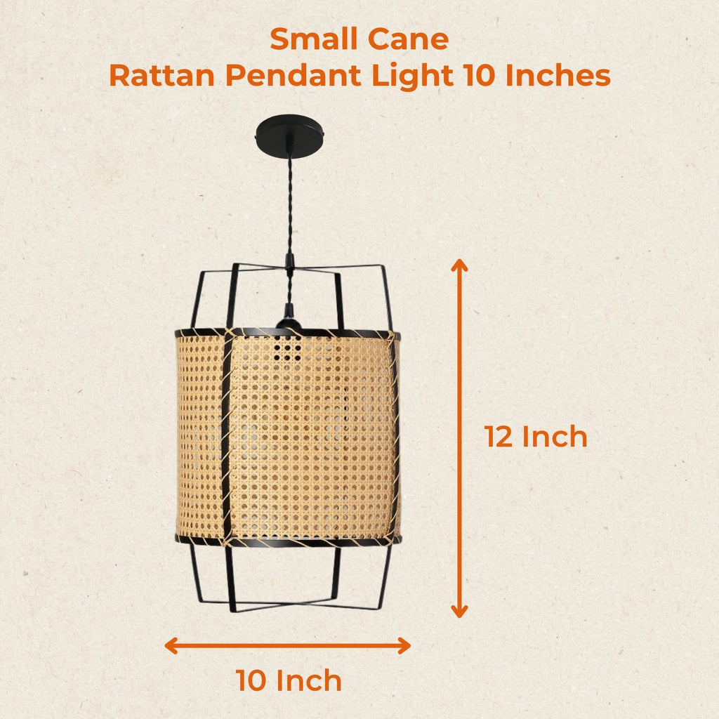 Small Rattan Cane Pendant Light 10 Inches