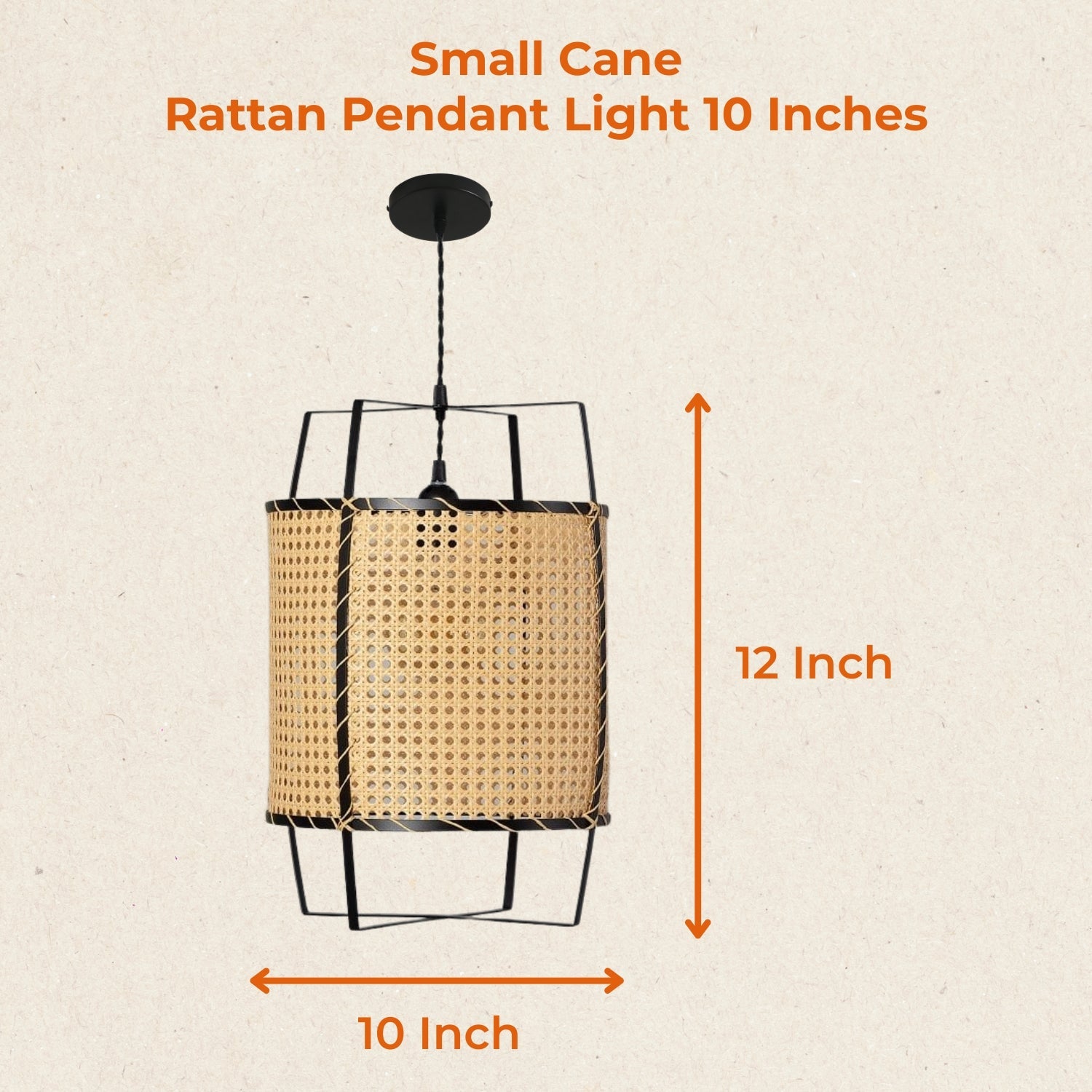 Small Rattan Cane Pendant Light 10 Inches