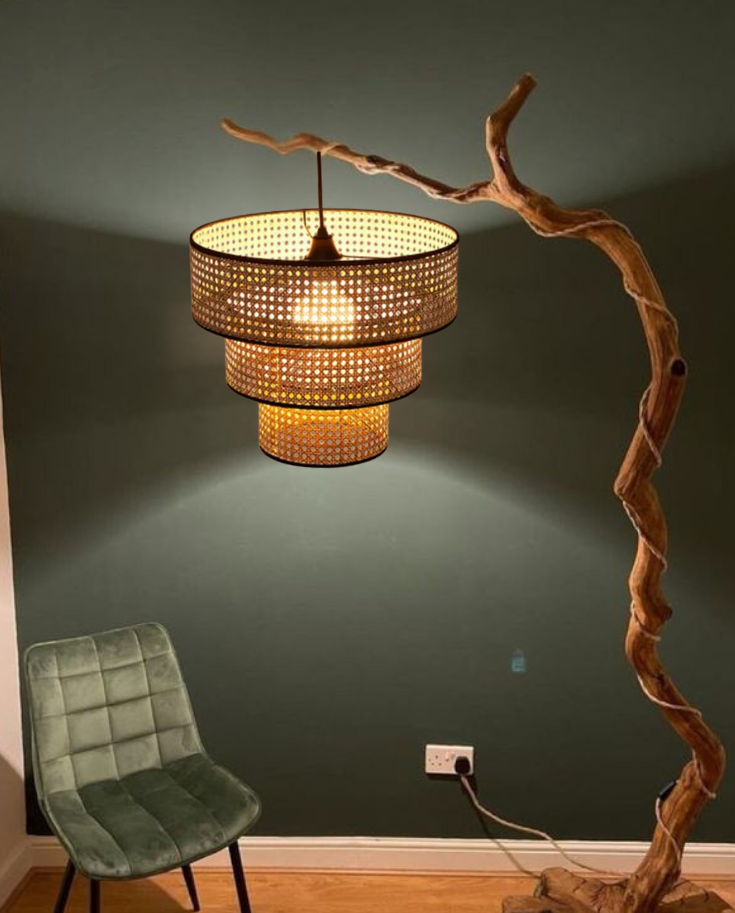 ArcoMead 3-Tiered Rattan Drum Pendant Light