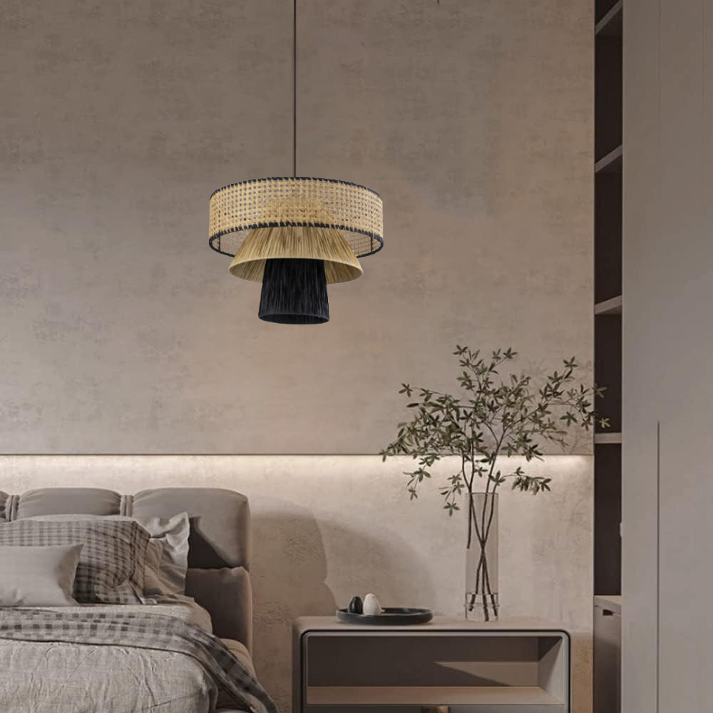 Rylie Rattan Black Pendant Light