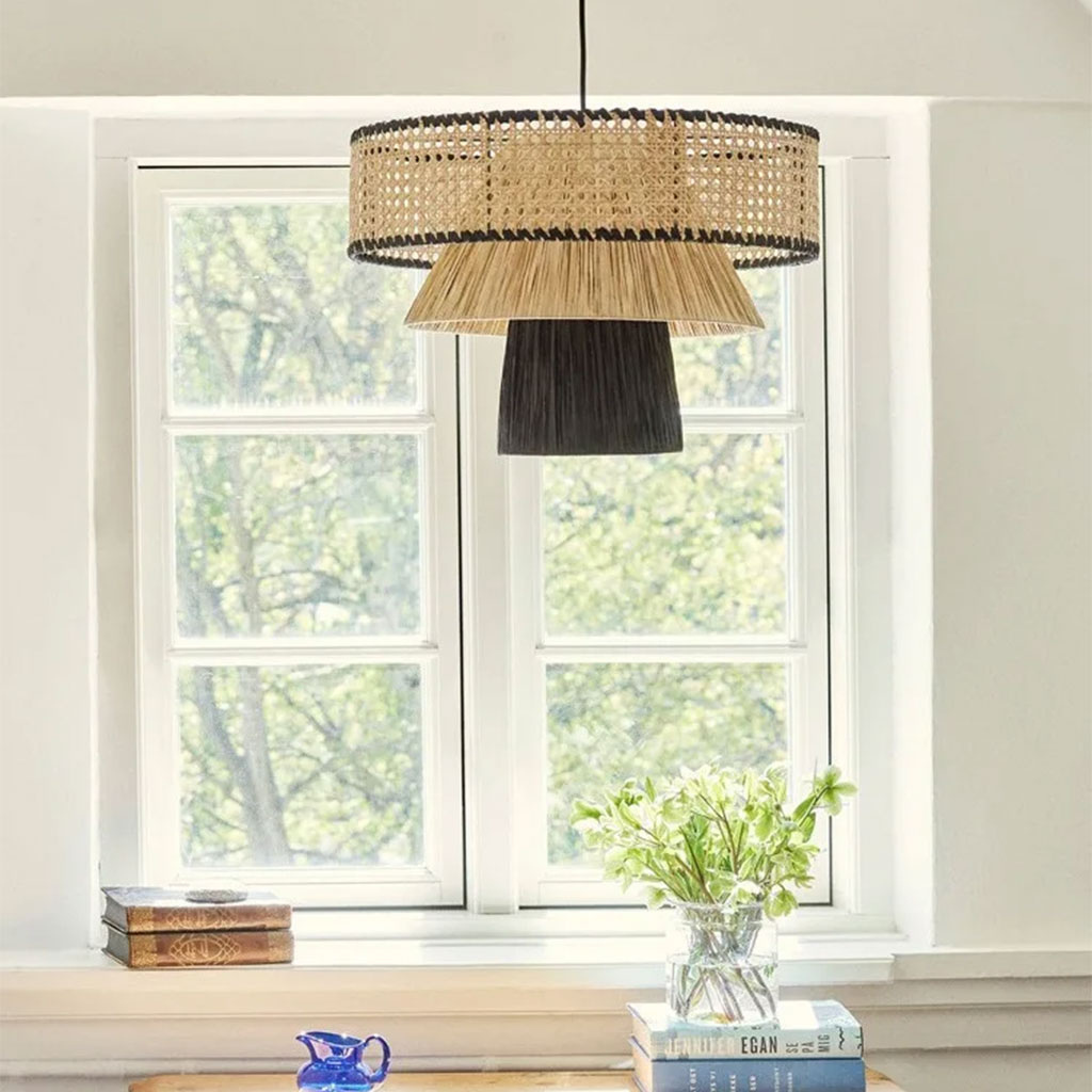 Rylie Rattan Black Pendant Light