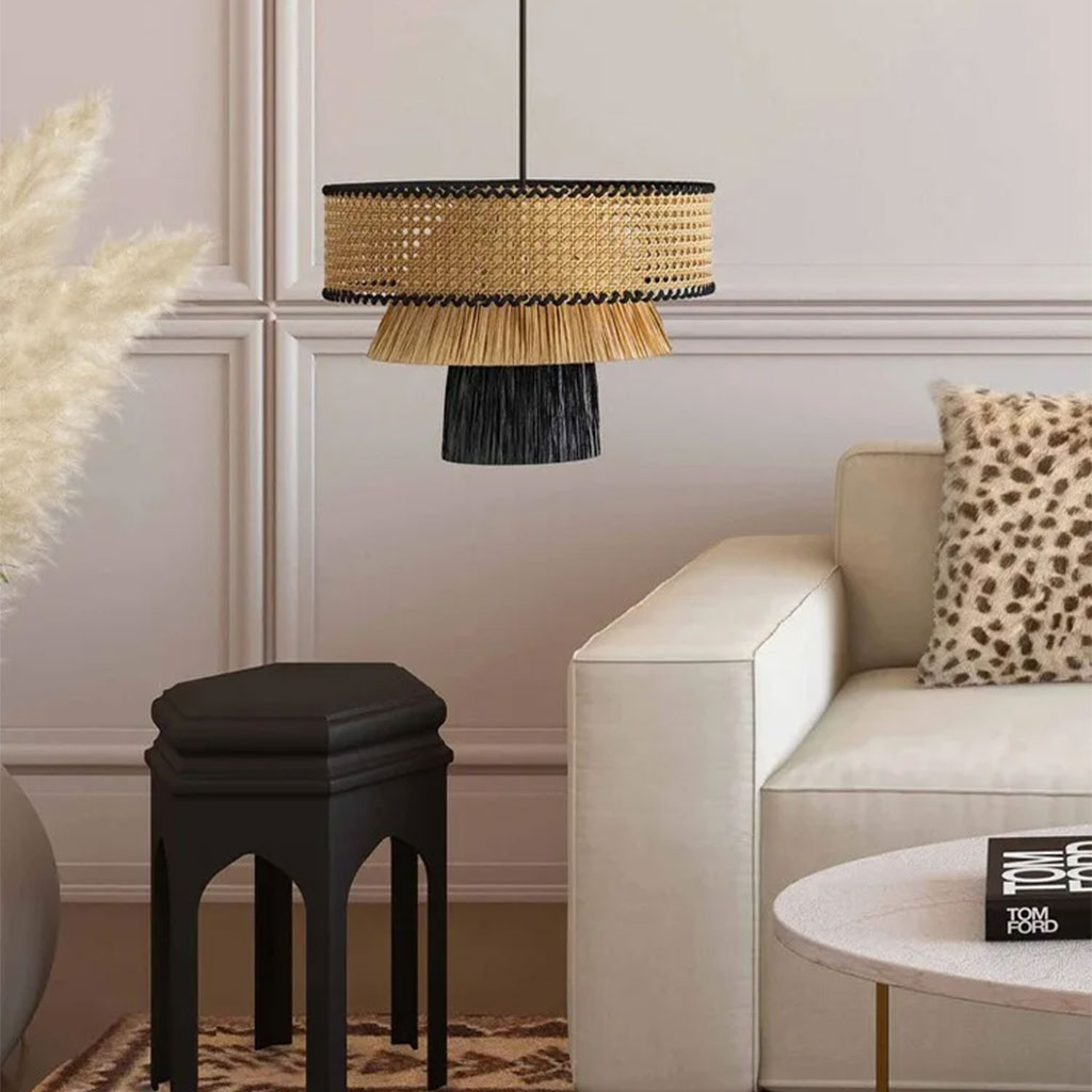 Rylie Rattan Black Pendant Light