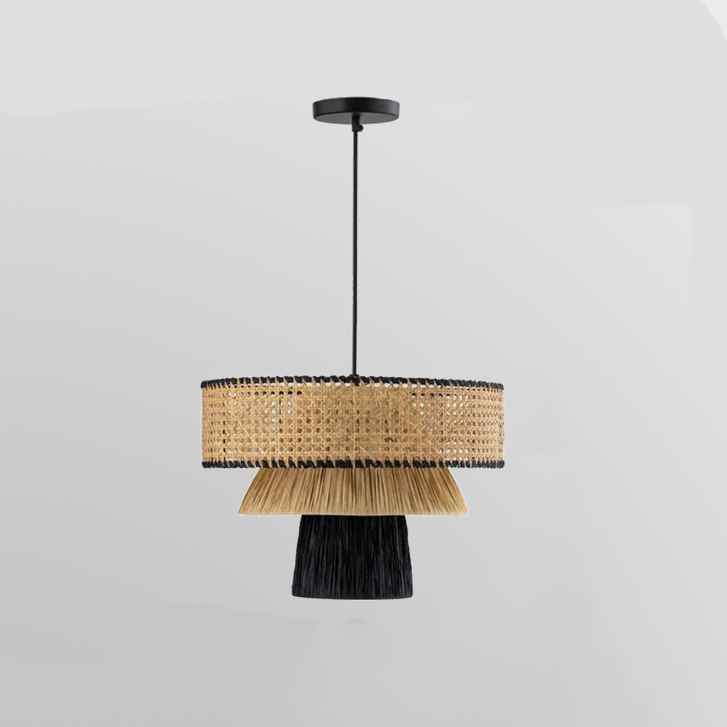 Rylie Rattan Black Pendant Light