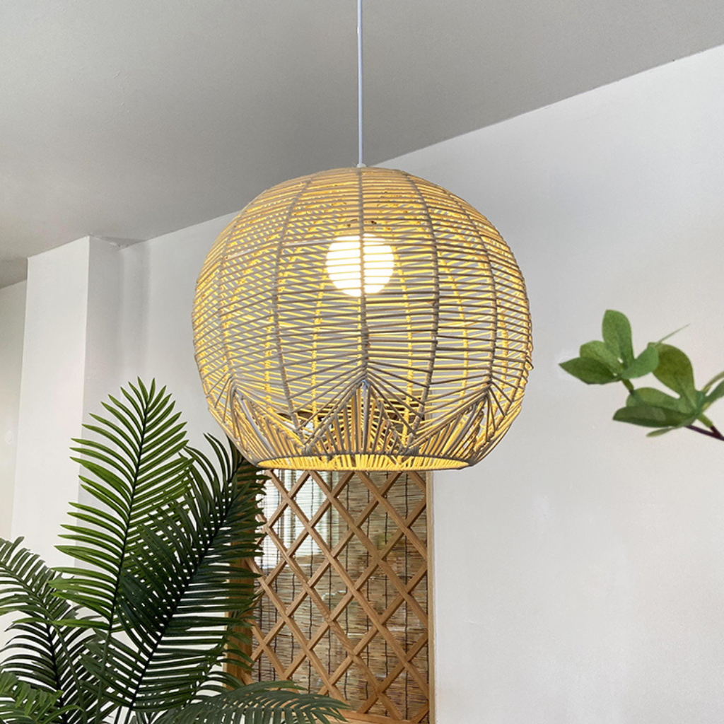 Klahn Modern Small Black Rattan Pendant Light Shade