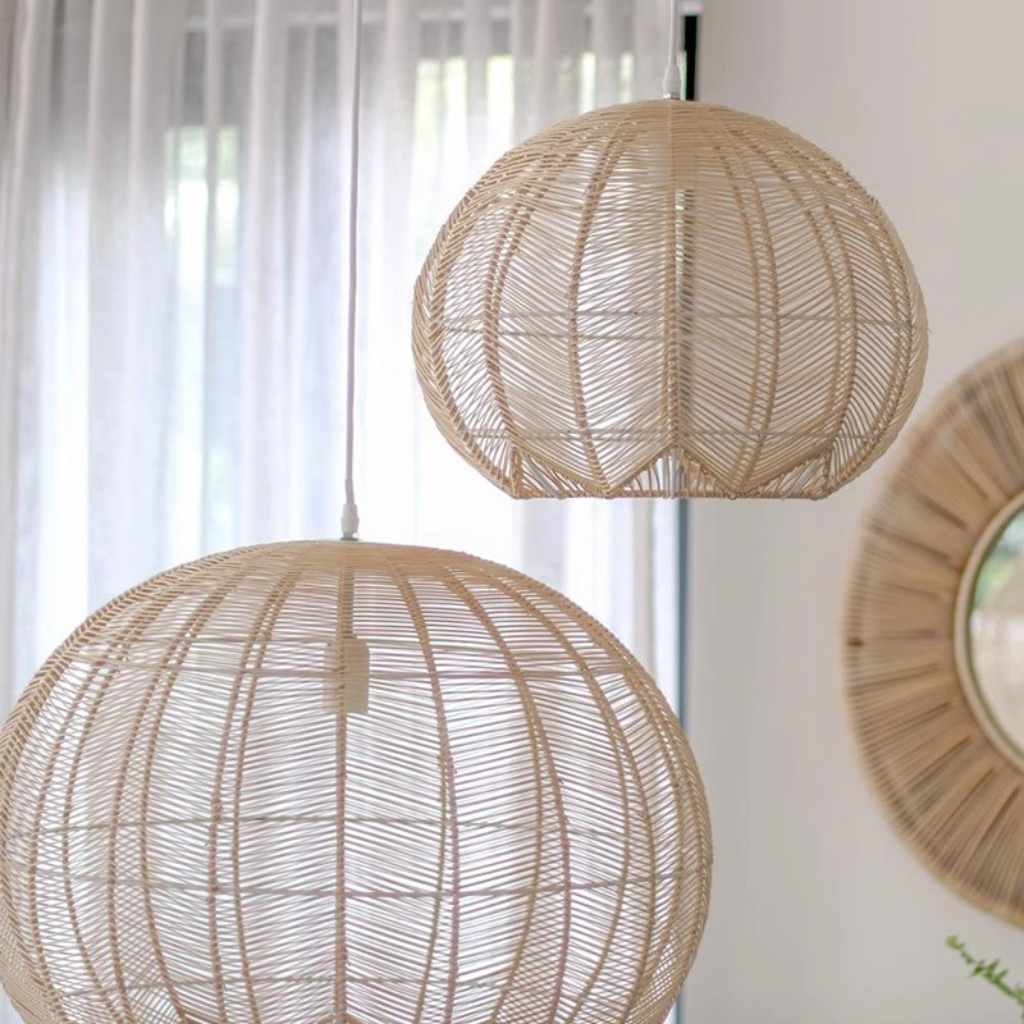Klahn Modern Small Black Rattan Pendant Light Shade