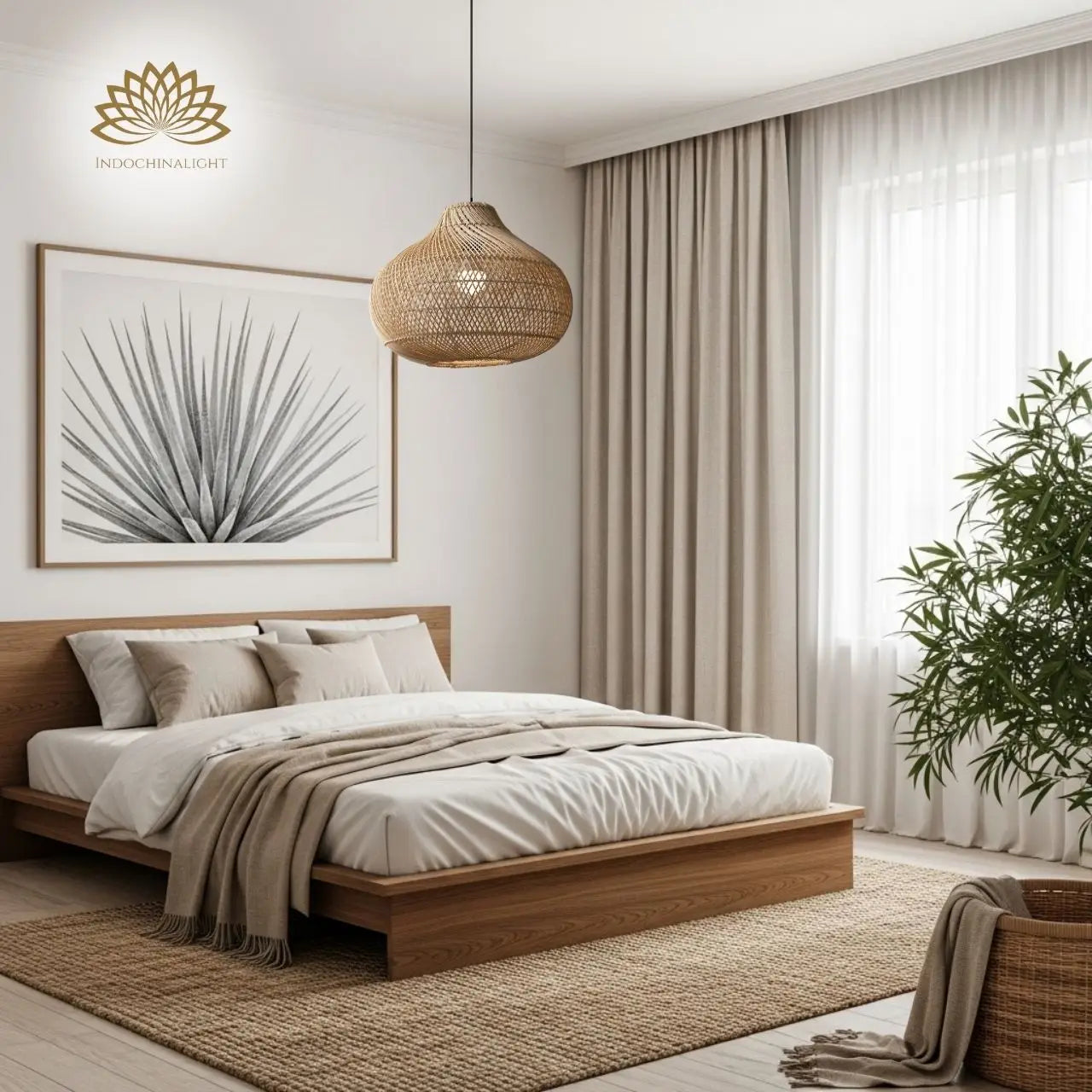 Karjearl Rattan Pendant Light 16 Inch