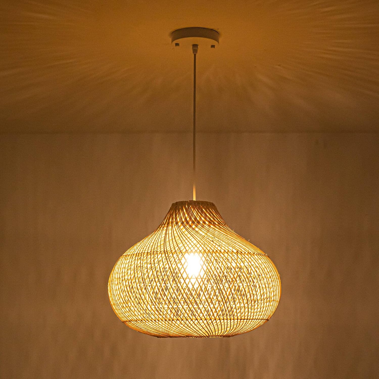 Karjearl Rattan Pendant Light 16 Inch