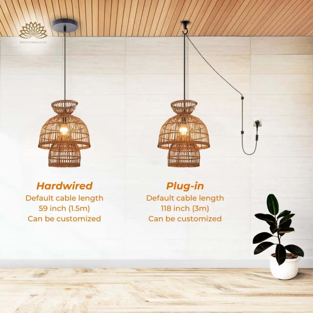 Boira II Rattan Pendant Light 16 Inches