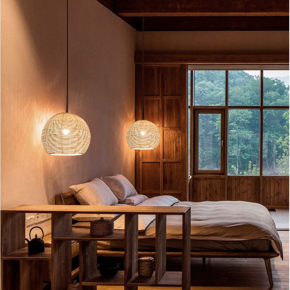 Manor Brook Verona Small Black Rattan Pendant Light