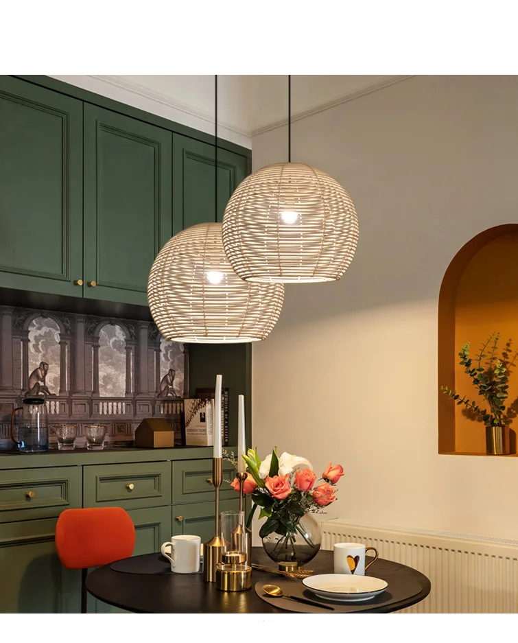 Manor Brook Verona Small Black Rattan Pendant Light
