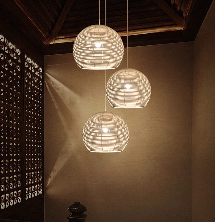 Manor Brook Verona Small Black Rattan Pendant Light