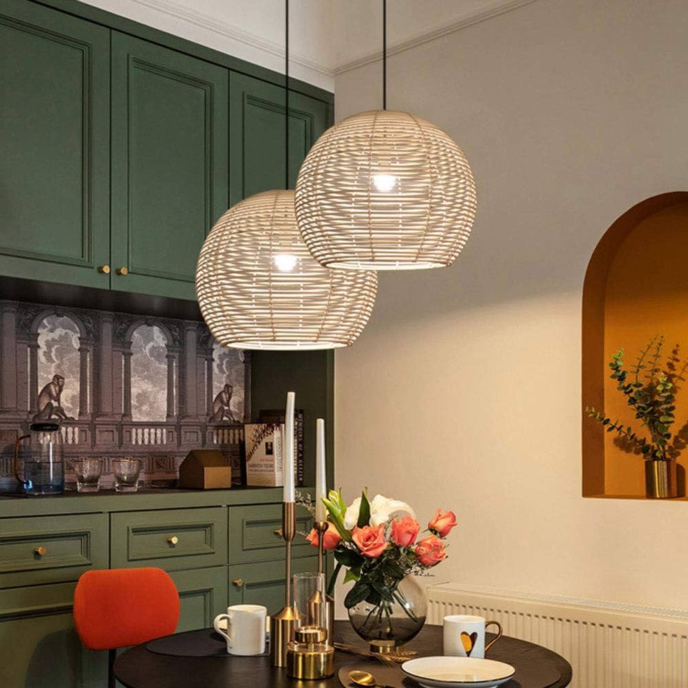 Manor Brook Verona Small Black Rattan Pendant Light