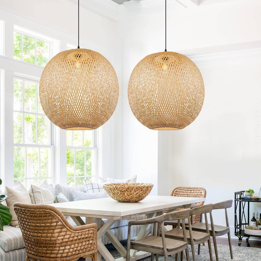 Lucy Woven Round Bamboo Pendant Light