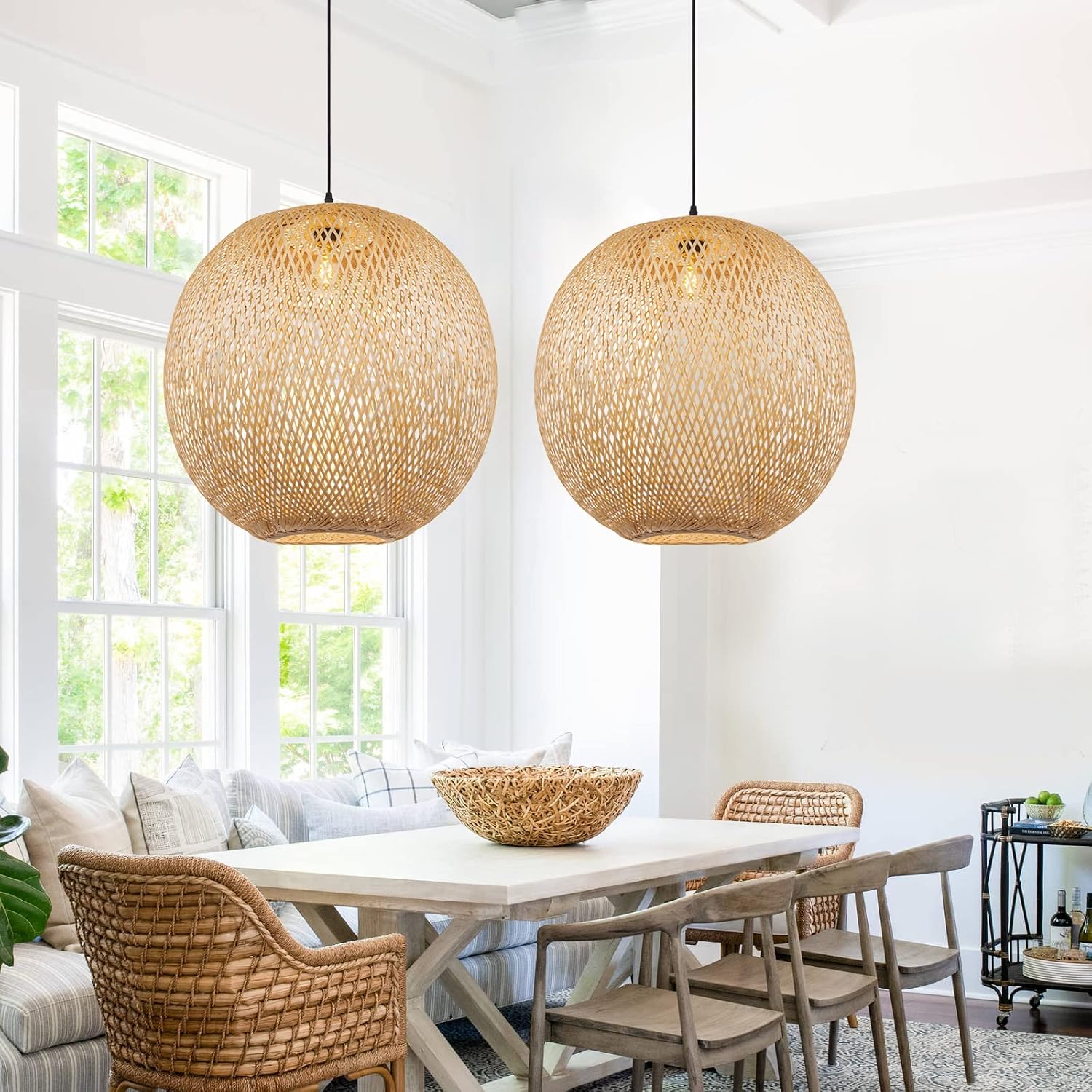 Lucy Woven Round Bamboo Pendant Light