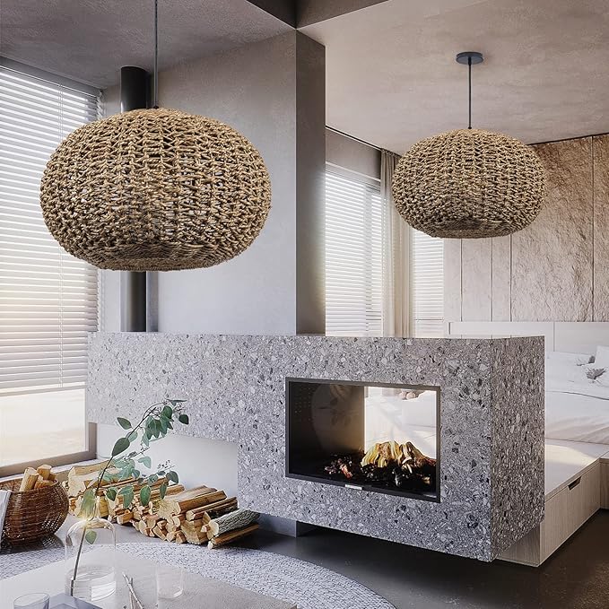 Teru Ji Kaikang Wabi Sabi Wicker Pendant Light