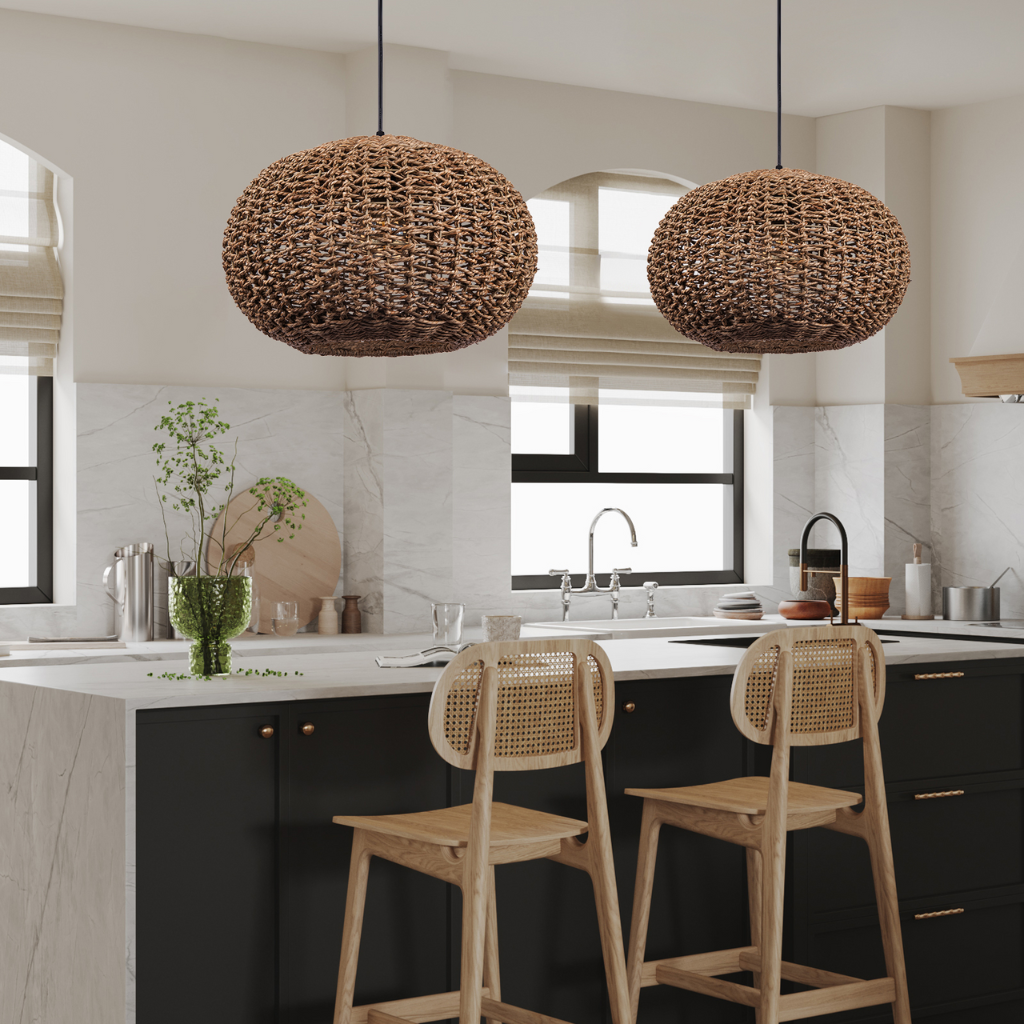 Teru Ji Kaikang Wabi Sabi Wicker Pendant Light