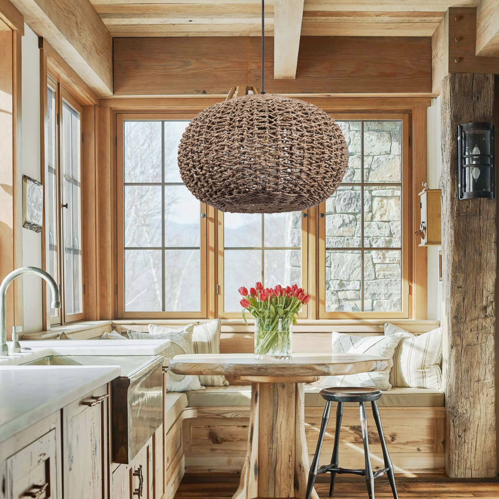 Teru Ji Kaikang Wabi Sabi Wicker Pendant Light