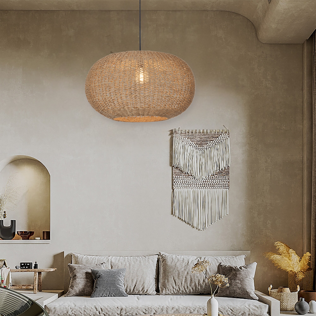 Teru Ji Kaikang Wabi Sabi Wicker Pendant Light