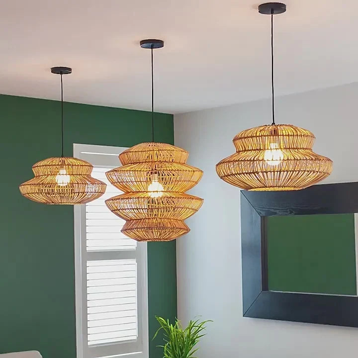 Suru Boho Lantern Rattan Pendant Light