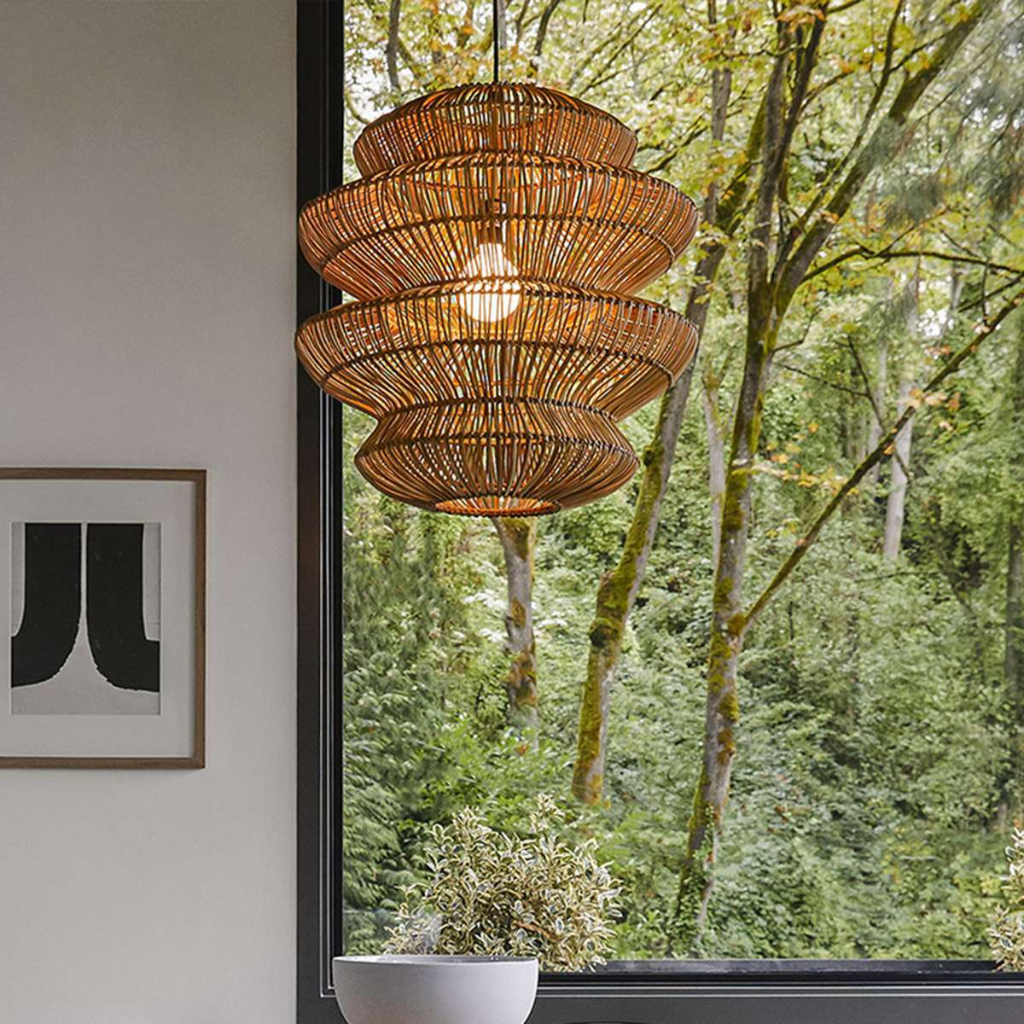 Suru Boho Lantern Rattan Pendant Light