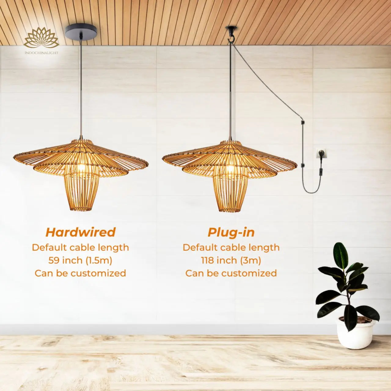 Kasa Large Black Rattan Pendant Light 24 Inches