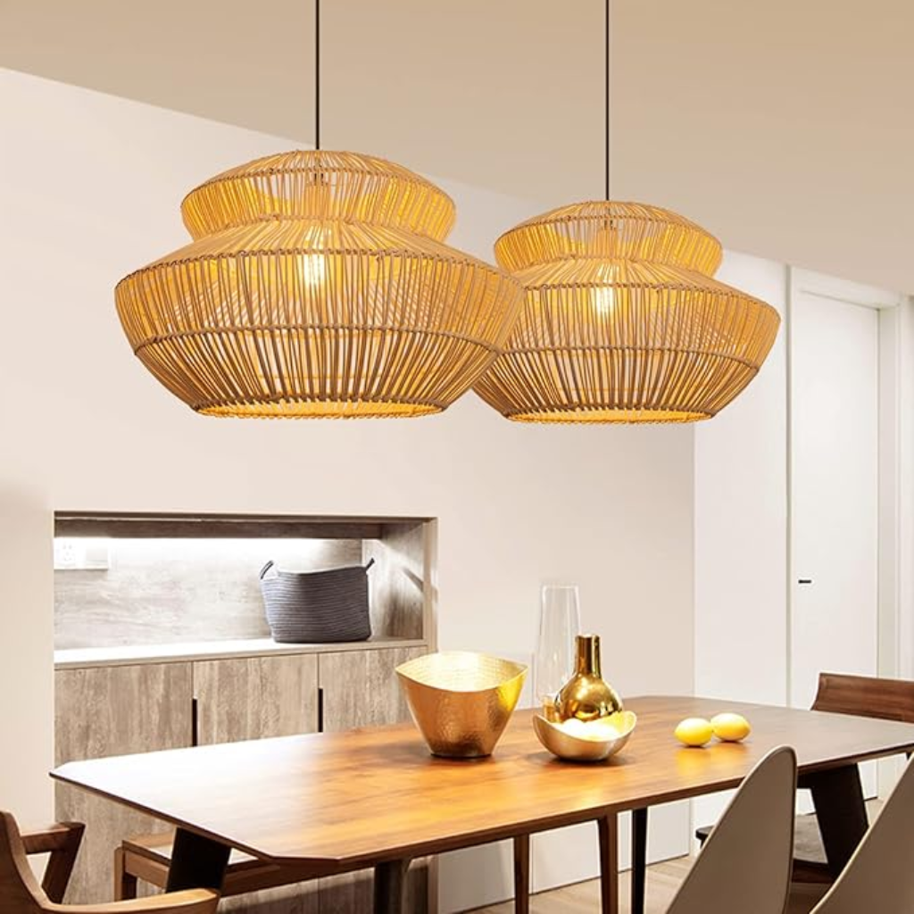 Suru Boho Lantern Rattan Pendant Light