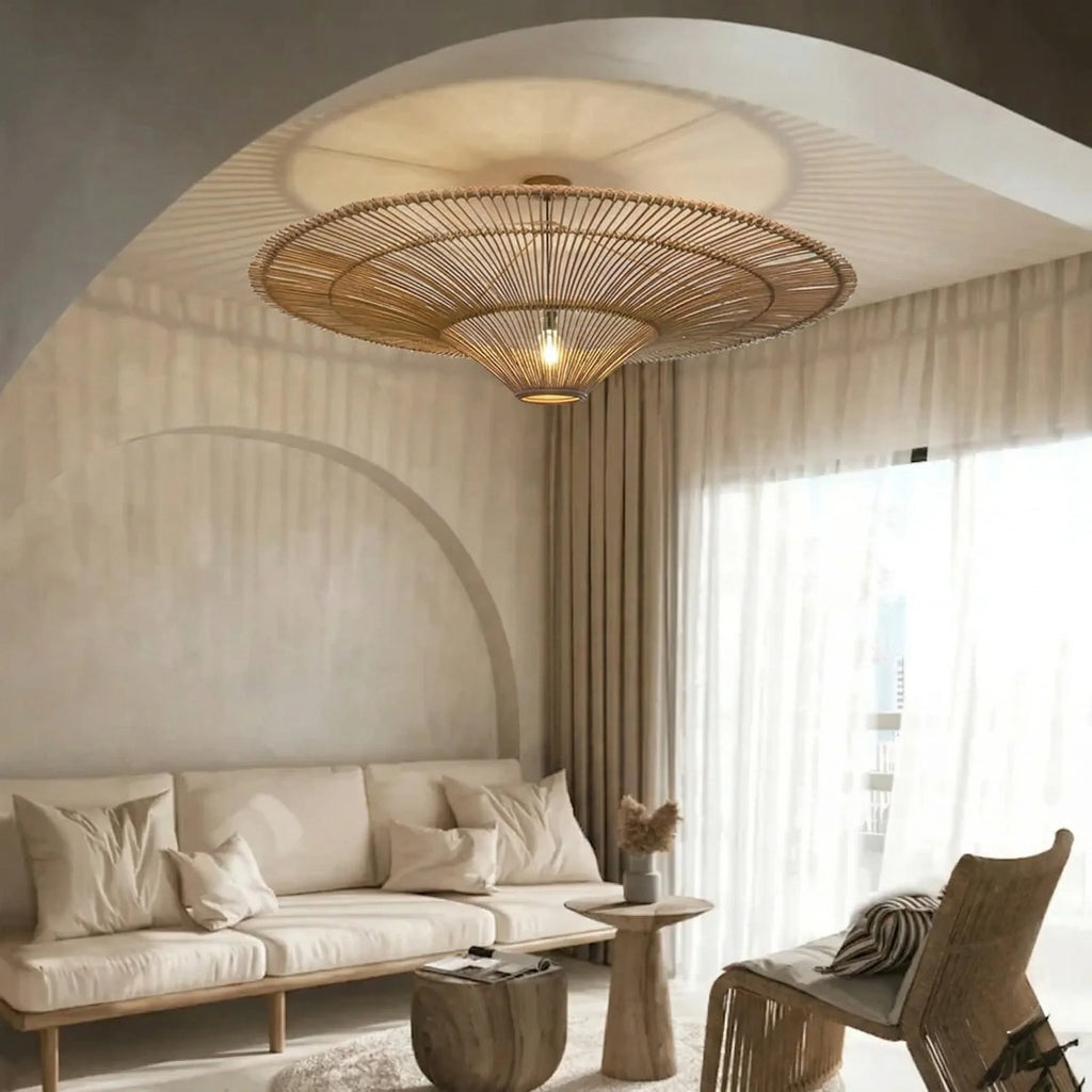 Junita Wabi Sabi Wide Saucer Extra Large Rattan Ceiling Light