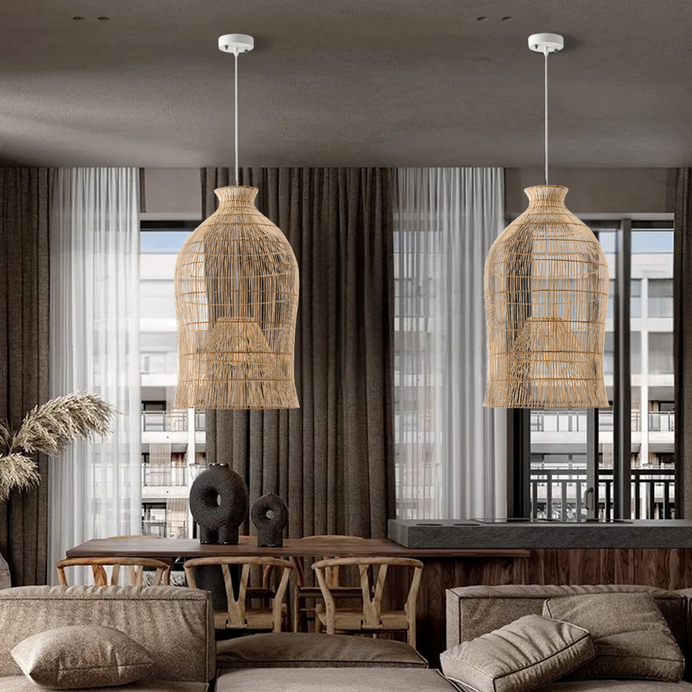 Lavinia Charming Bell Rattan Pendant Light
