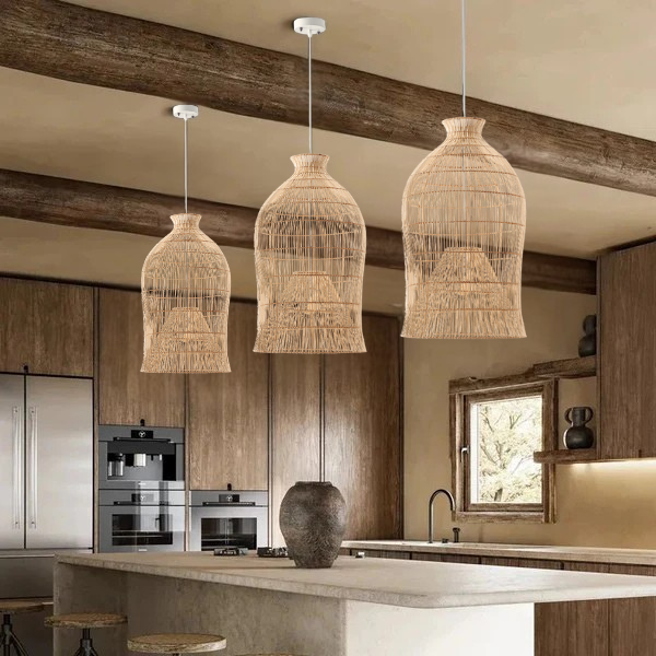 Lavinia Charming Bell Rattan Pendant Light