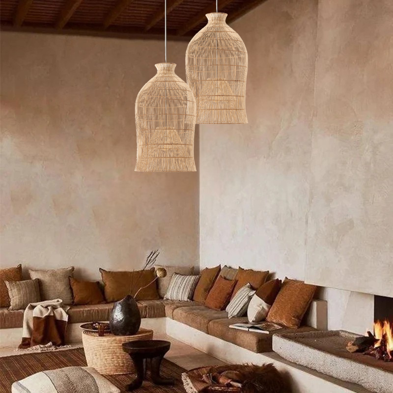 Lavinia Charming Bell Rattan Pendant Light