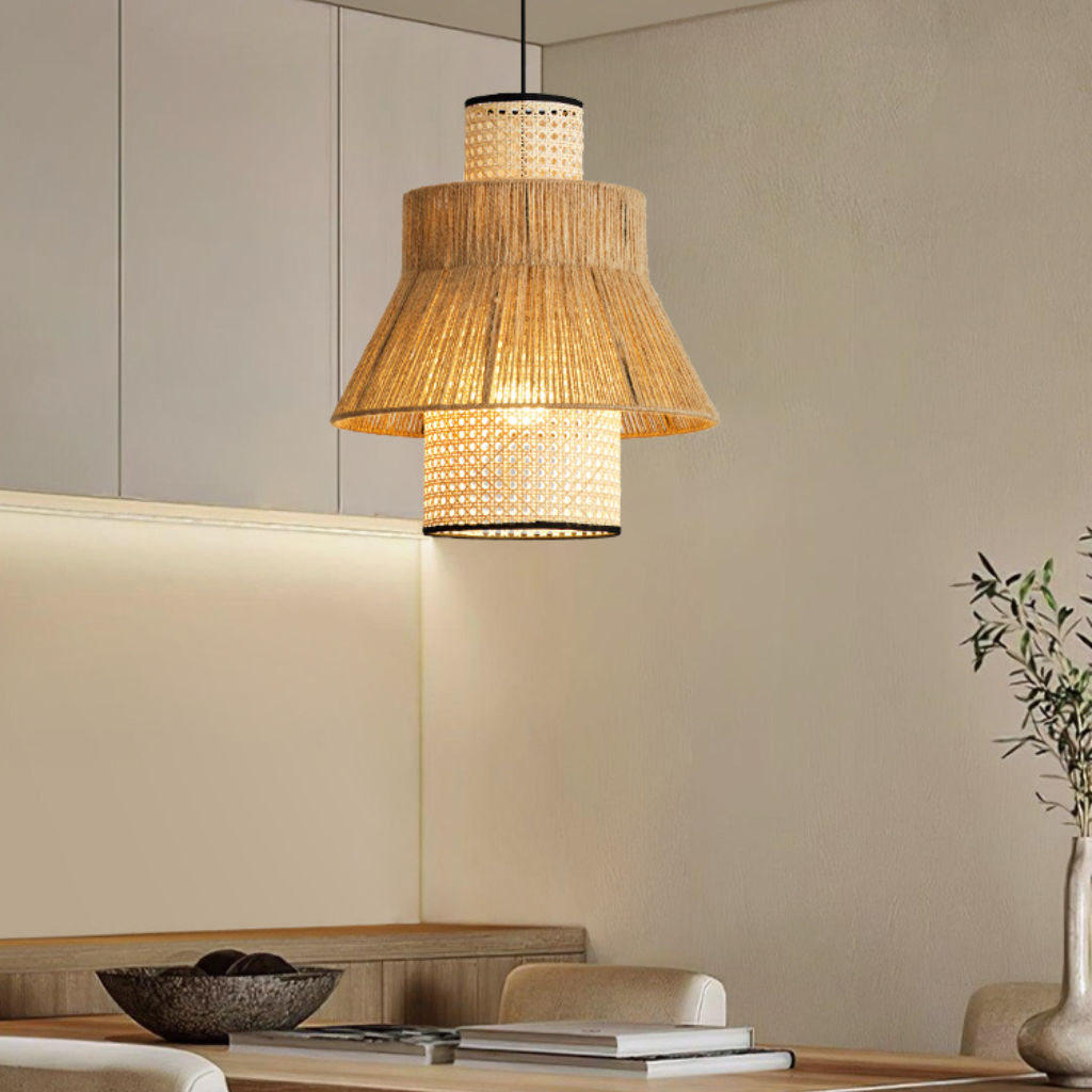 Laika Small Tiered Rattan Pendant Light
