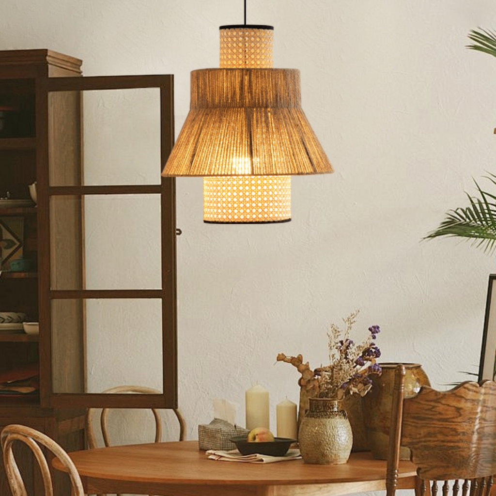 Laika Small Tiered Rattan Pendant Light