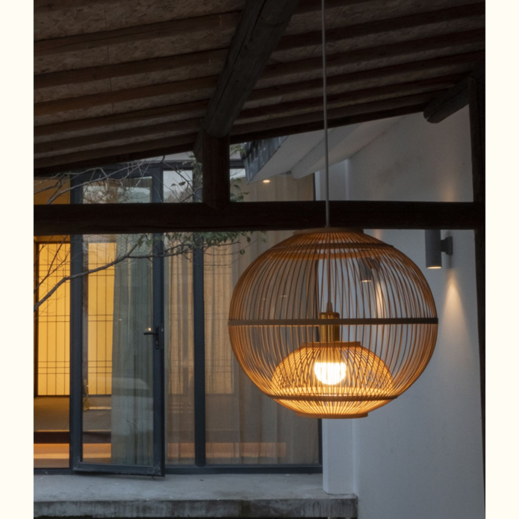 Lattice Round Bamboo Pendant Light