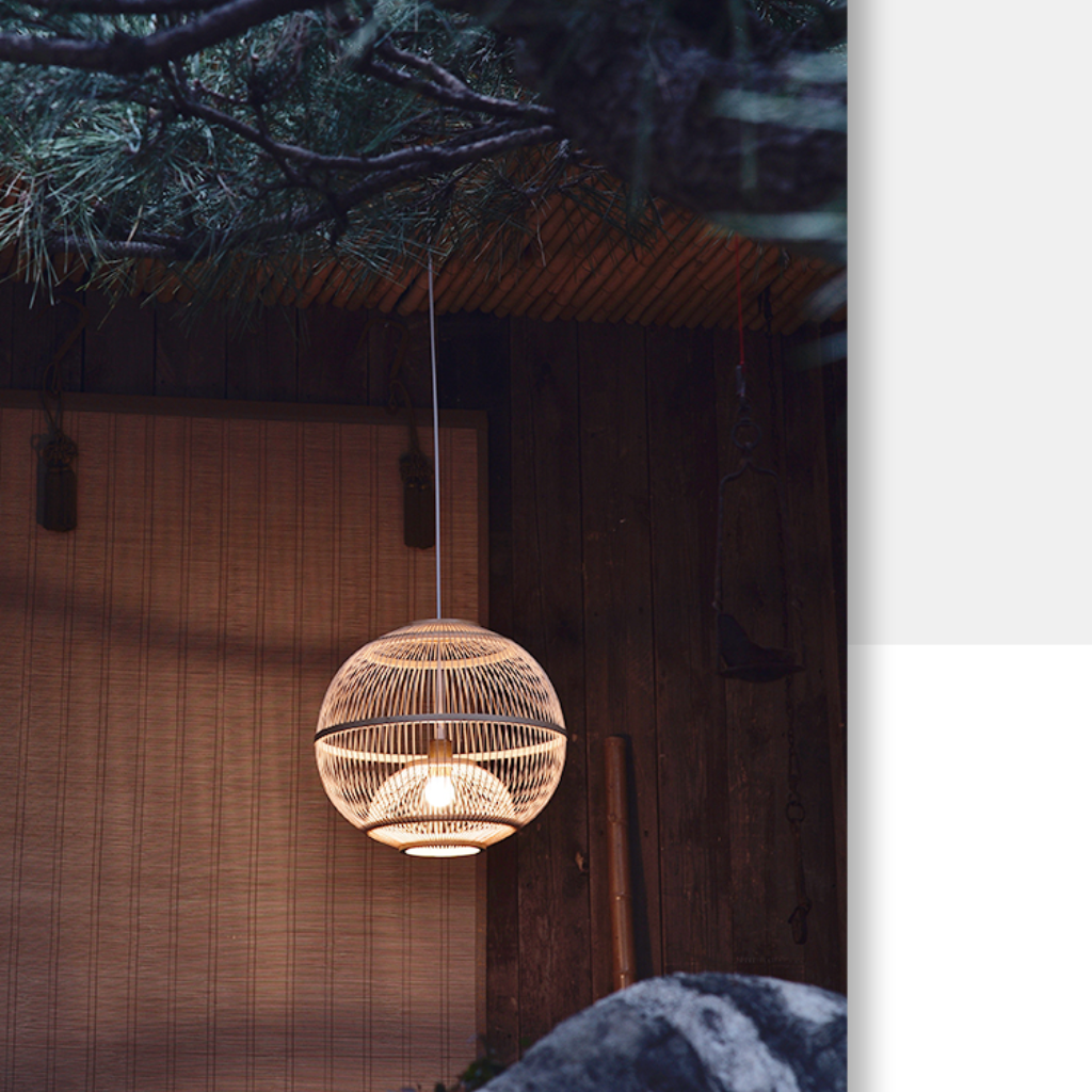 Lattice Round Bamboo Pendant Light
