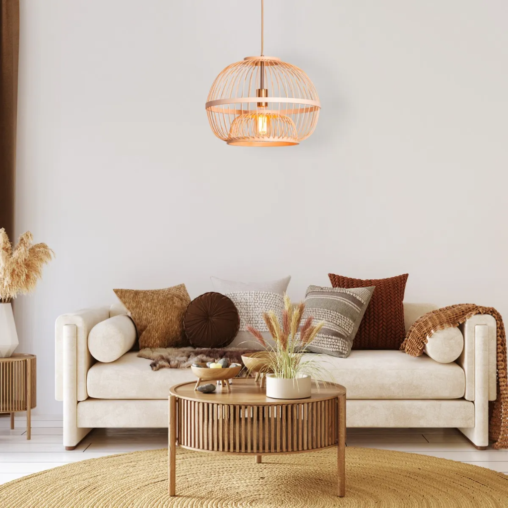 Lattice Round Bamboo Pendant Light