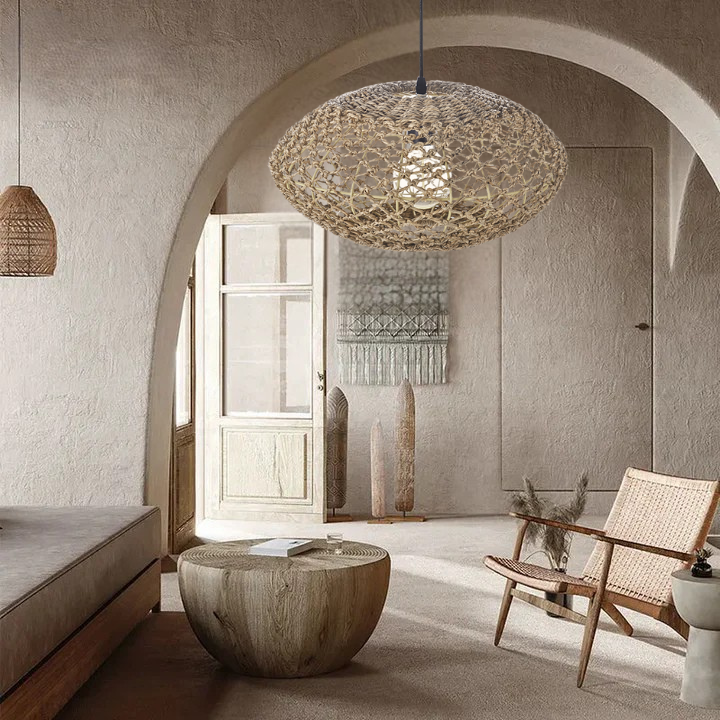 Natural Oval Wicker Pendant Light