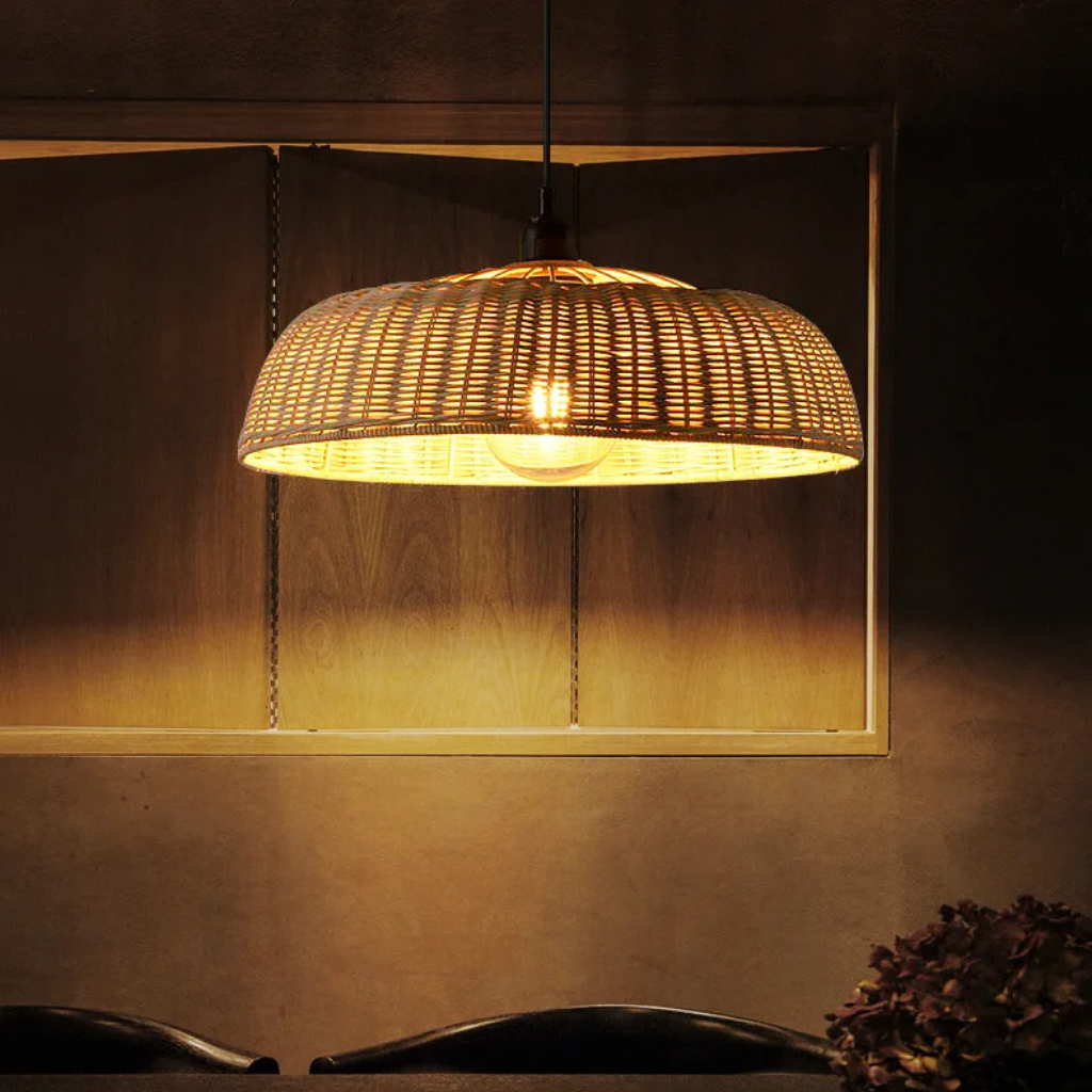 Chinesque Dome Woven Rattan Pendant Light