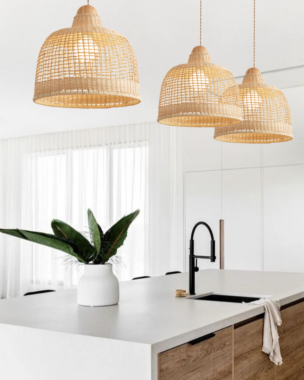 Arturesthome Rattan Basket Weave Pendant Light