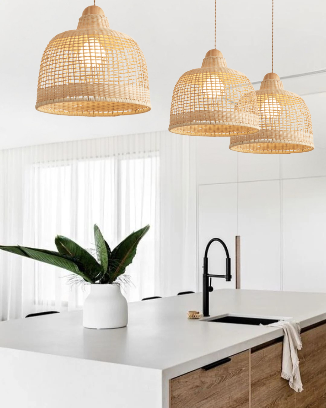 Arturesthome Rattan Basket Weave Pendant Light