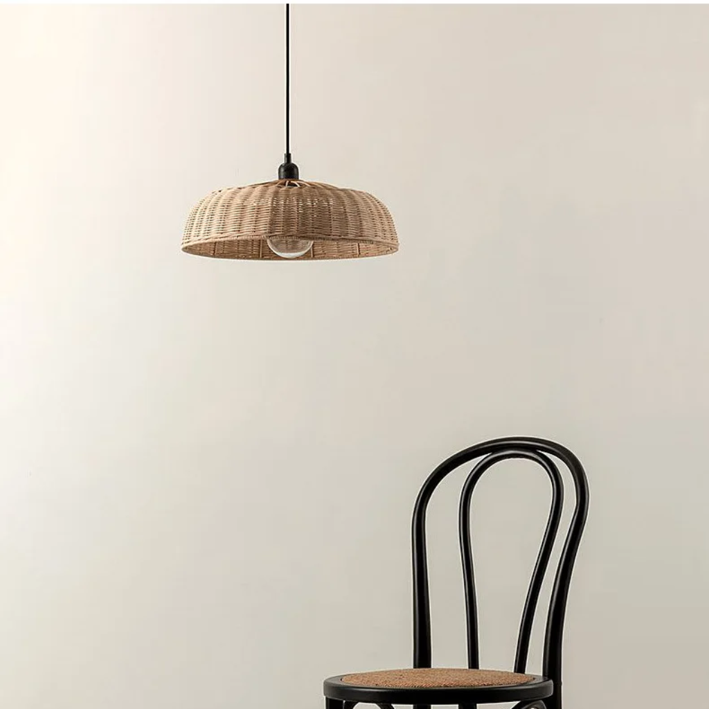 Chinesque Dome Woven Rattan Pendant Light