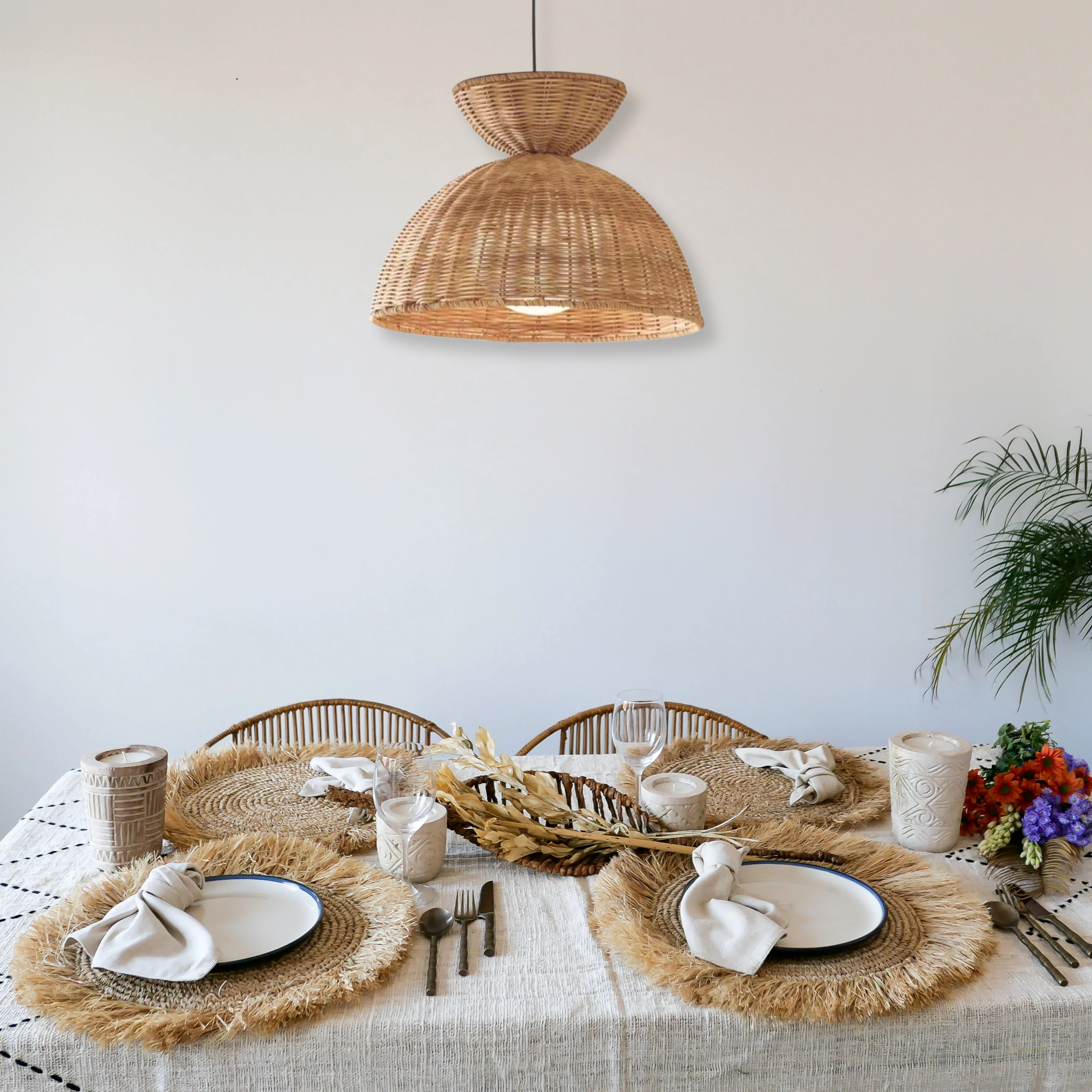 Liz Rattan Pendant Light