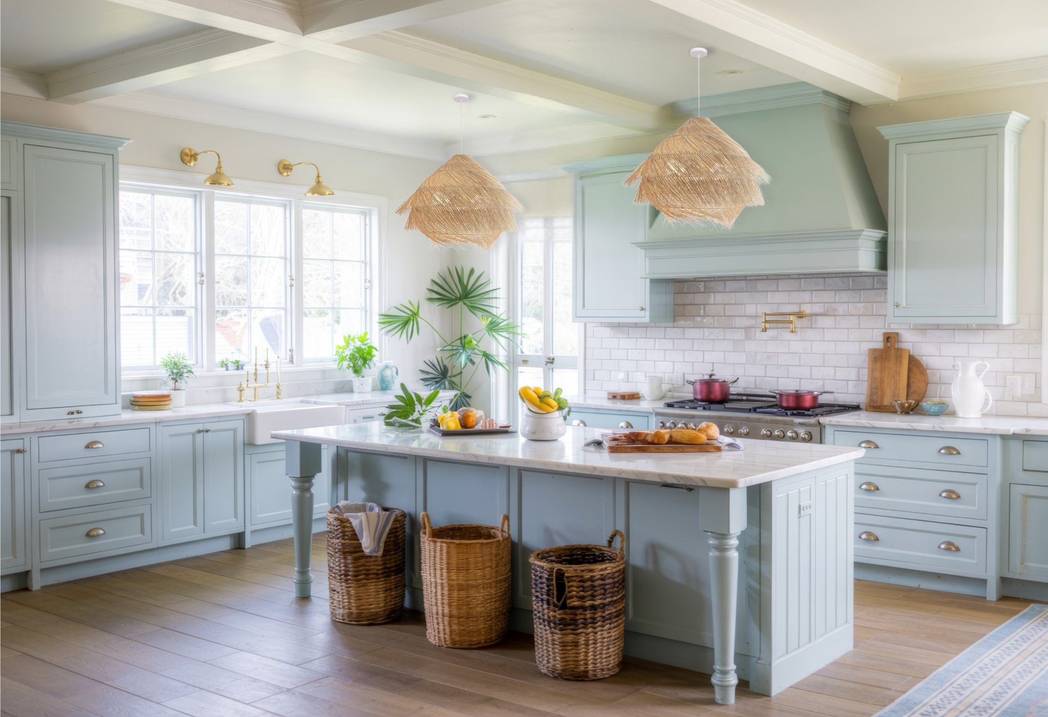Ashburn Fringe Rattan Pendant Light