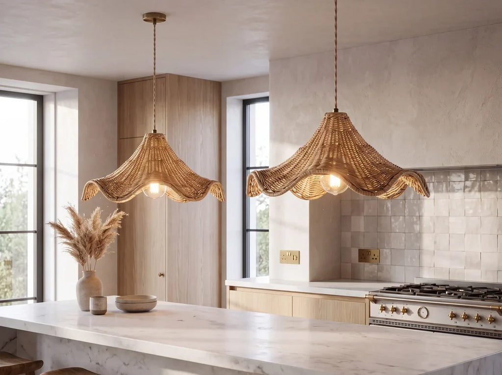 Ariel Rattan Wave Pendant Light