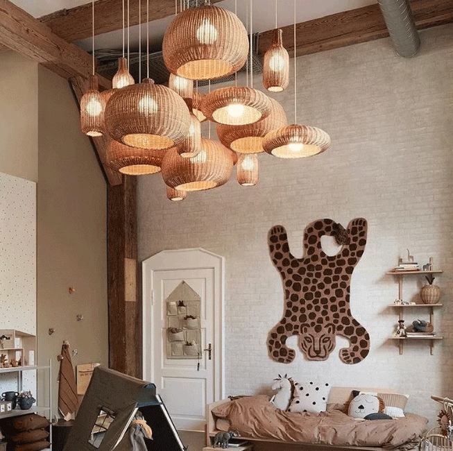 Finns Boho Small Basket 3 Rattan Pendant Light