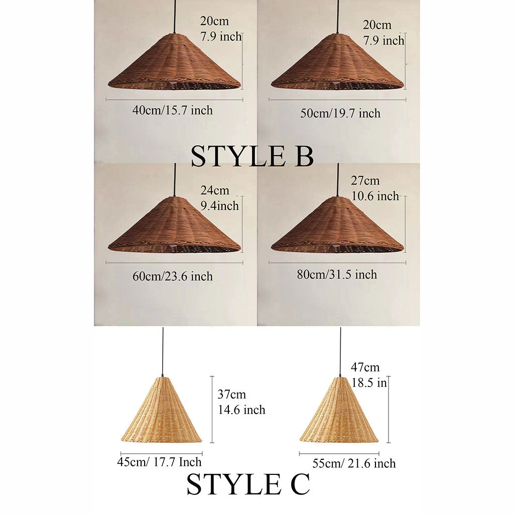 Carter Cone Woven Wicker Rattan Pendant Light