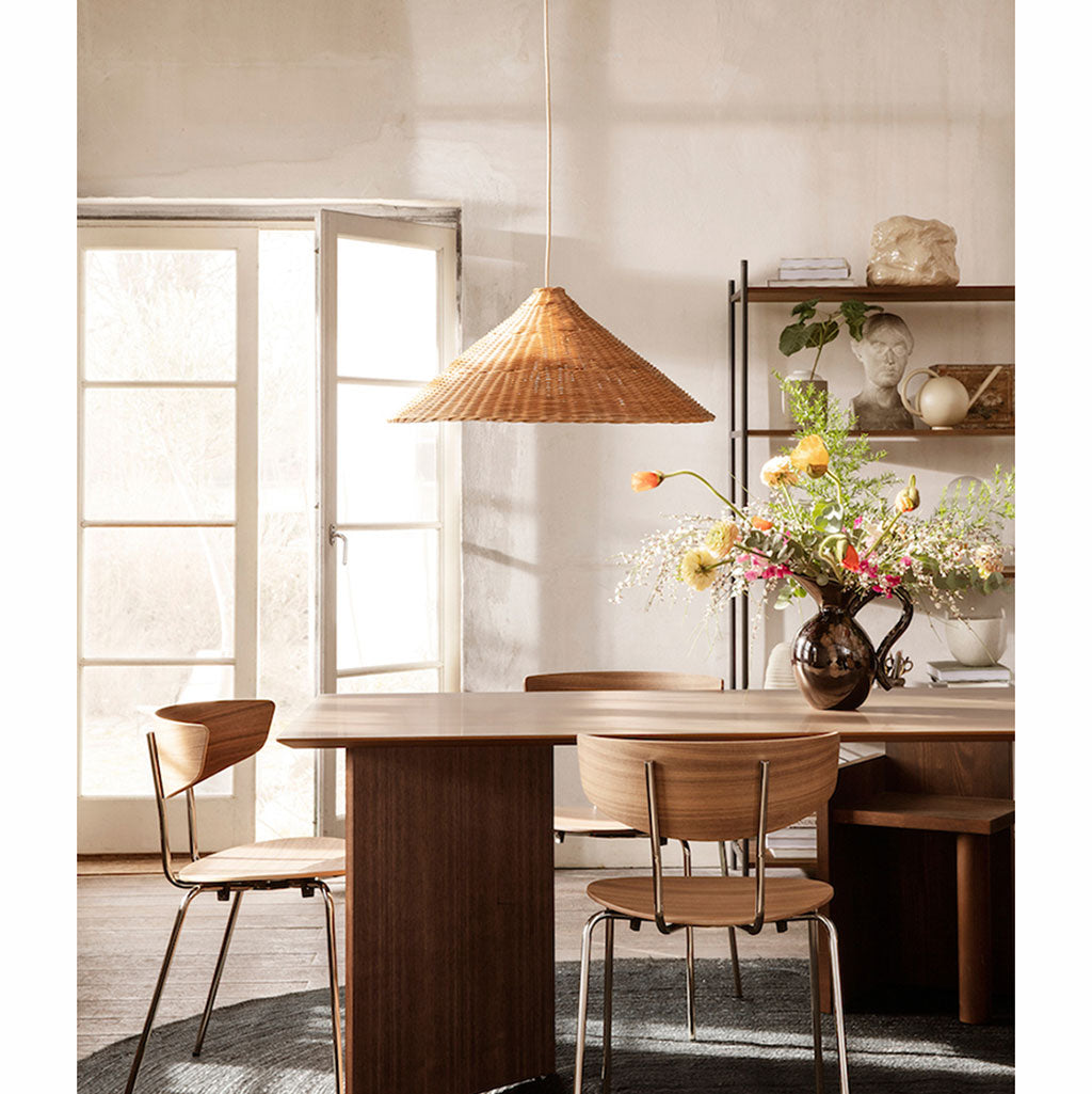 Carter Cone Woven Wicker Rattan Pendant Light