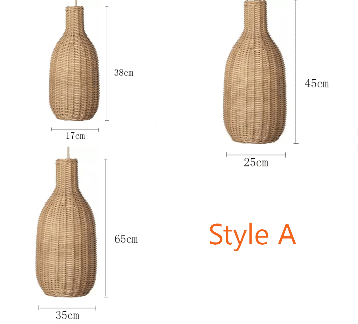 Finns Boho Small Basket 3 Rattan Pendant Light