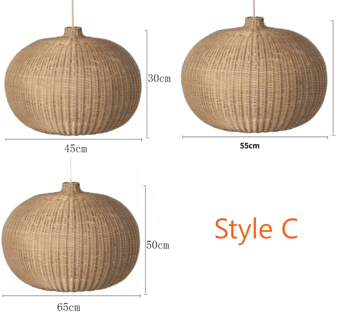 Finns Boho Small Basket 3 Rattan Pendant Light