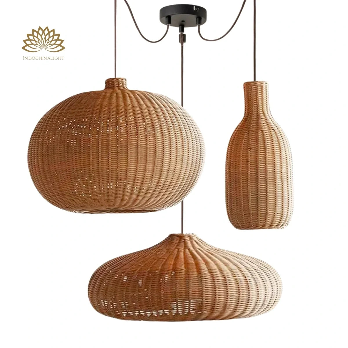 Finns Boho Small Basket 3 Rattan Pendant Light