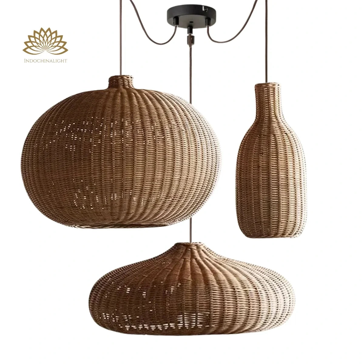 Finns Boho Small Basket 3 Rattan Pendant Light